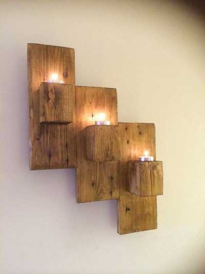 pallet wall mounted candle holders